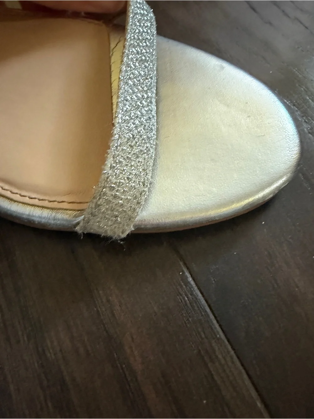 Jewel Badgley Mischka Silver Glitter Strappy Ankle-Tie Sandals